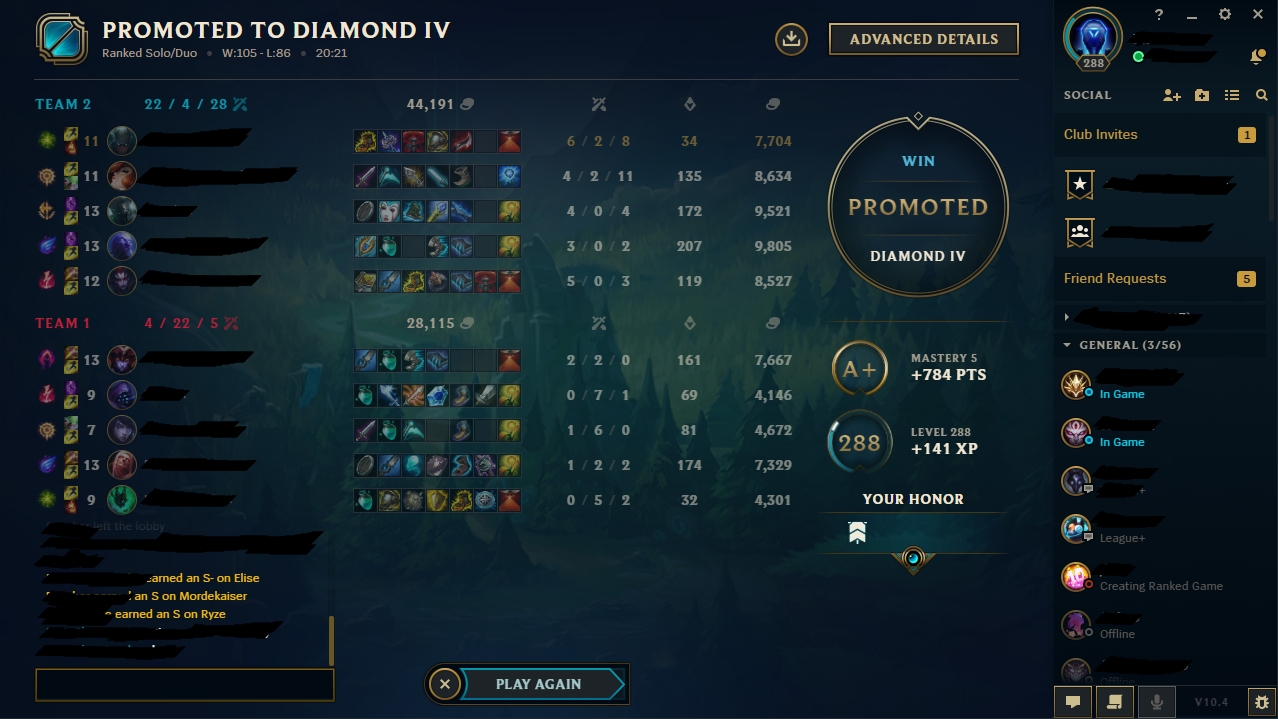 LoL boosting service from Platinum 2 to Diamond 4 by Kunou