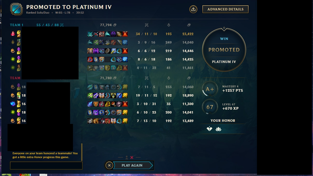 LoL ranked boost from Gold 2 to Platinum 4 by desolate