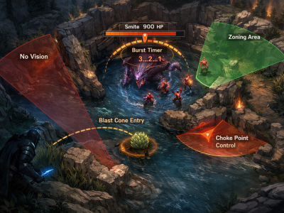 LoL Baron steal setup illustration with Smite timing and vision control