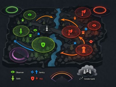 Dota 2 ward placement and dewarding map control infographic (icon-only)