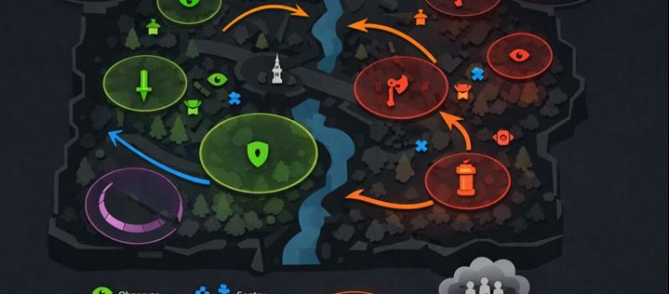 Dota 2 ward placement and dewarding map control infographic (icon-only)