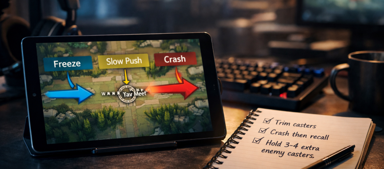 LoL wave management diagram showing freeze, slow push, and crash fundamentals.