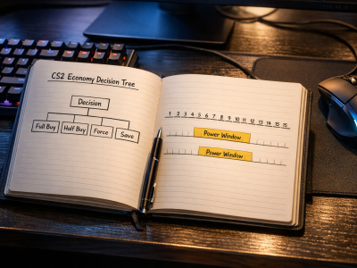 CS2 economy decision tree showing when to full buy, half buy, force buy, or save.