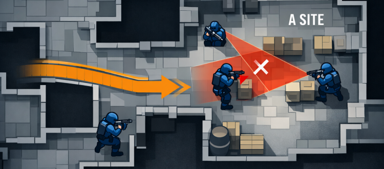 CS2 CT pistol round crossfire setup with rotator lane (2026 strategies guide)