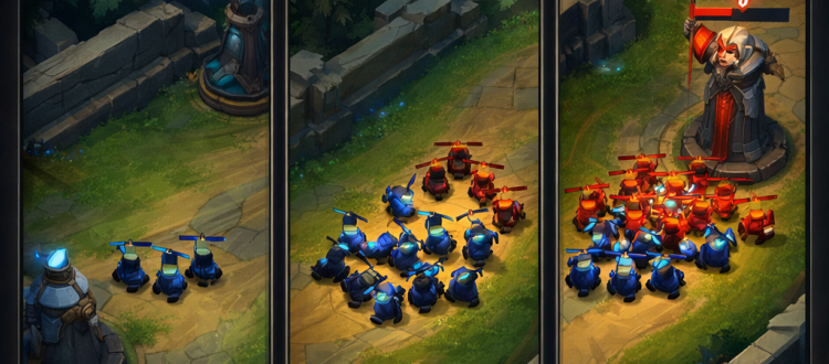 Wild Rift wave management infographic showing freeze, slow push, crash, bounce, and recall timer concepts.