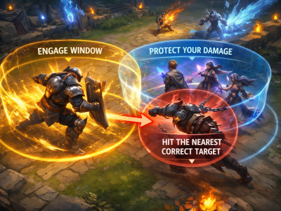 Wild Rift teamfight fundamentals showing engage timing, peel for the carry, and correct target priority in a ranked battle scene