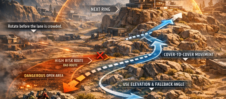 Apex Legends rotations infographic showing safe cover-to-cover movement into a stronger next-zone position