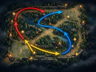 LoL minimap awareness infographic showing rotations and ward vision coverage