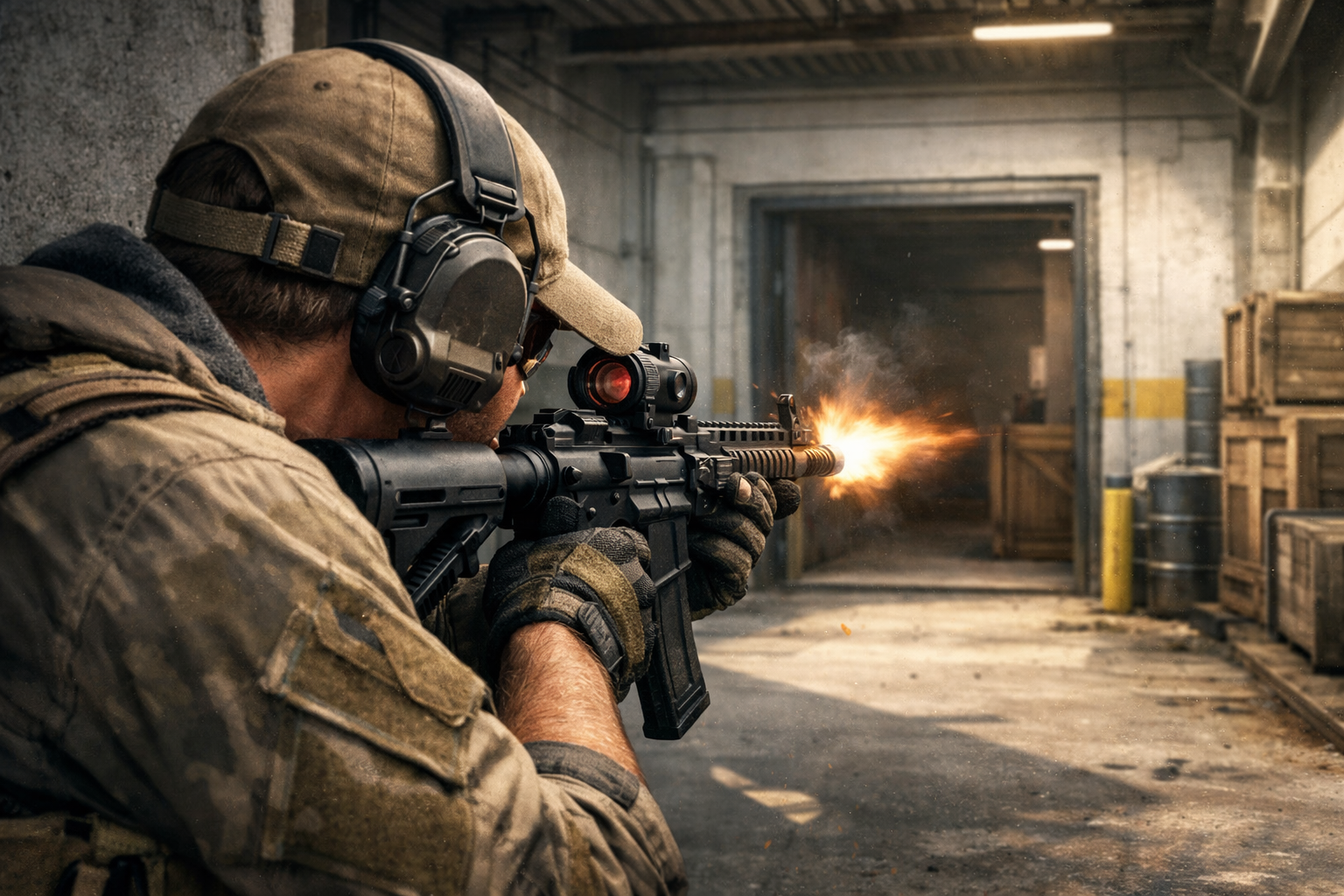 CoD Mobile player demonstrating peeking pre-aim and recoil control in a ranked gunfight