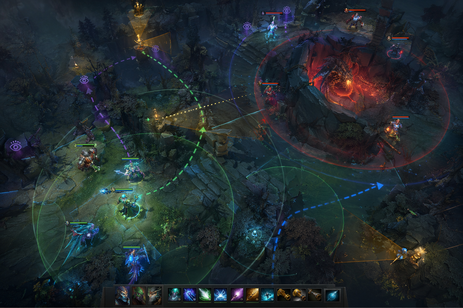 Dota 2 support late game positioning and teamfight impact near objective