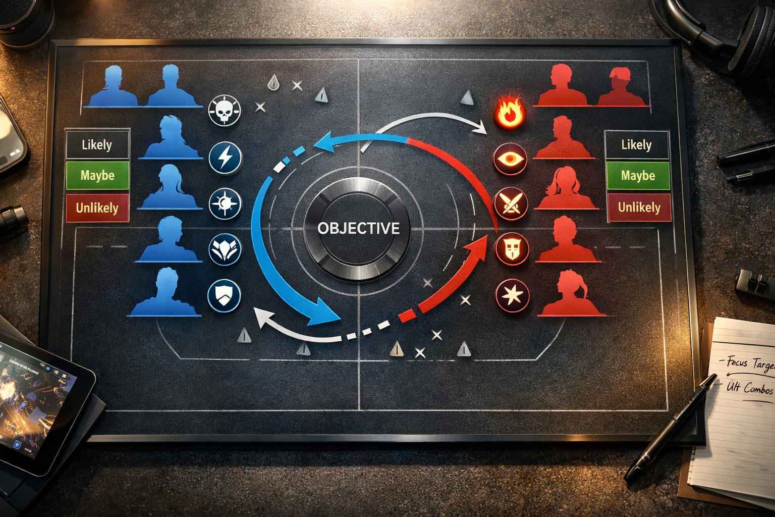 Ultimate tracking board example for Marvel Rivals showing used soon and ready categories