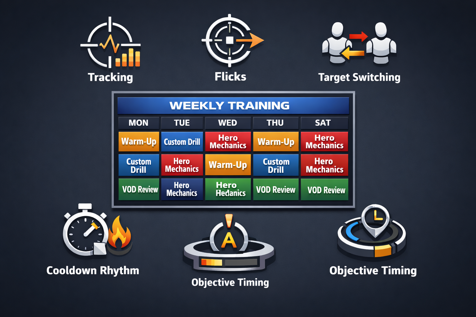 "Weekly Marvel Rivals practice plan with custom game drills and hero mechanics"
