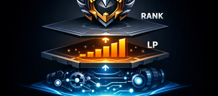 LoL ranked explained: MMR vs LP vs Rank layered diagram